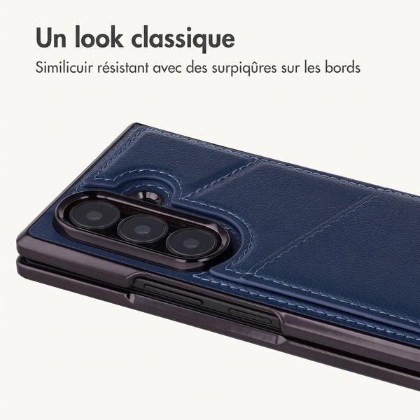 imoshion Étui arrière MagSafe en cuir synthétique avec porte-cartes Samsung Galaxy Z Fold 8 Ultra - Bleu foncé
