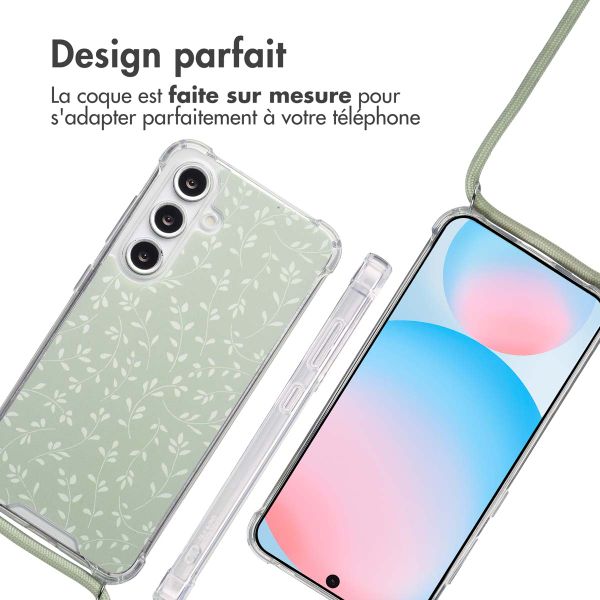 imoshion Coque Design avec cordon Samsung Galaxy S24 FE - Smoke Green Flowers