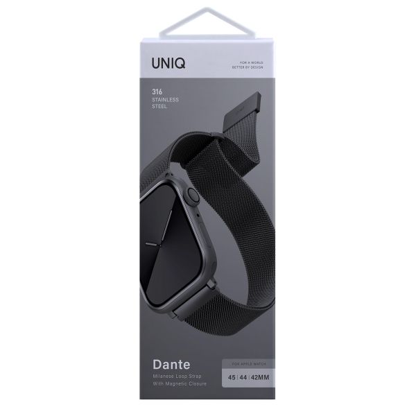 Uniq Bracelet Dante Mesh Milanese en acier Apple Watch | 44/45/46/49 mm - Graphite