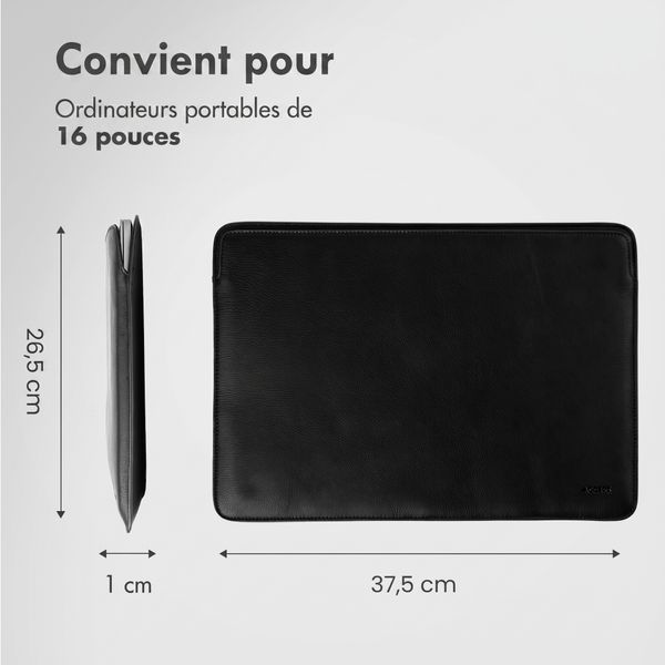 Accezz Pochette ordinateur cuir 16 pouces - Noir