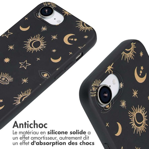 imoshion Coque design en silicone avec cordon Apple iPhone 17e / 16e - Sky Black