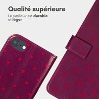 imoshion Étui de télephone portefeuille Design Apple iPhone SE (2022 / 2020) / 8 / 7 / 6(s) - Crush Check Coral Dust