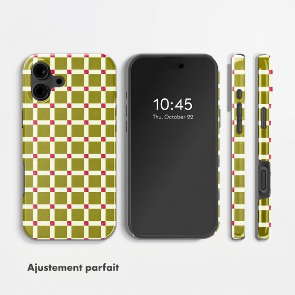 Selencia Coque arrière Vivid avec MagSafe Apple iPhone 16 - Check This Olive