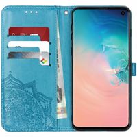 Etui de télephone portefeuille Mandala Samsung Galaxy S10 - Bleu