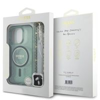 Guess MagSafe IML Glitter Case avec beads strap Apple iPhone 16 Pro - Green