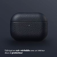 Accezz Coque en cuir véritable  Apple Airpods Pro 3 - Bleu foncé
