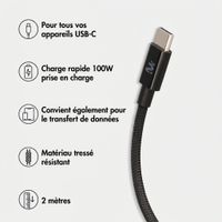 imoshion Câble USB-C vers USB-C Tressé 100 W - 2 mètres - Noir