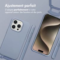 imoshion Coque arrière Color avec cordon amovible et MagSafe Apple iPhone 15 Pro Max - Ash Blue