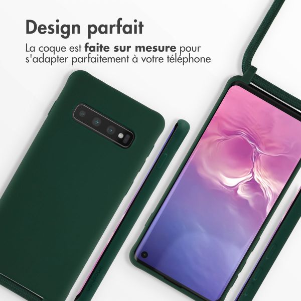 imoshion Coque en silicone avec cordon Samsung Galaxy S10 - Vert foncé