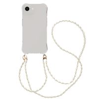 imoshion Coque avec dragonne + bracelet - Perles Apple iPhone 17e / 16e - Transparent