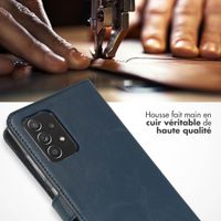 Selencia Étui portefeuille en cuir véritable Samsung Galaxy A52(s) (5G/4G) - Bleu