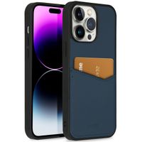 Accezz Coque en cuir de qualité supérieure avec fentes pour cartes Apple iPhone 14 Pro Max - Bleu foncé