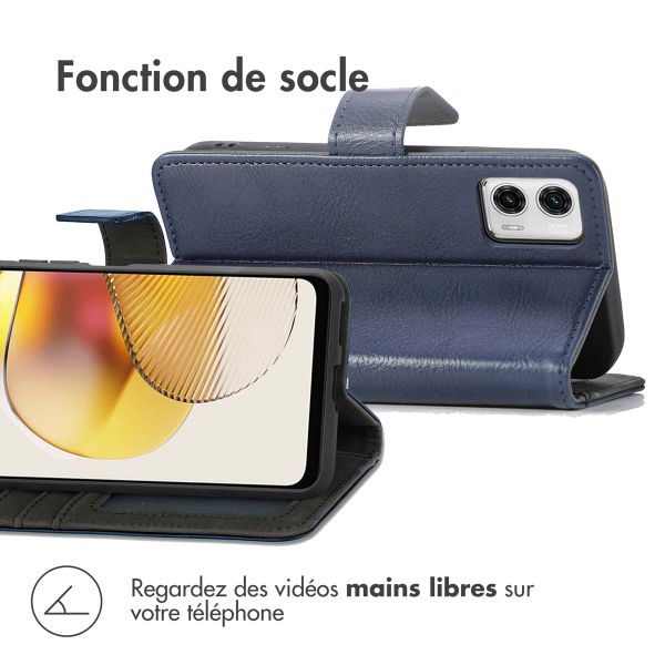 imoshion Étui de télephone portefeuille de luxe Motorola Moto G73 - Bleu foncé