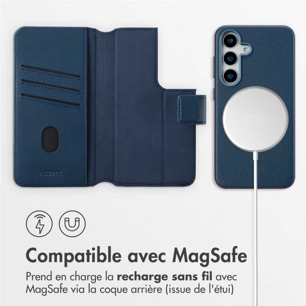 Accezz Étui de télephone portefeuille en cuir 2-en-1 avec MagSafe Samsung Galaxy S25 - Nightfall Blue