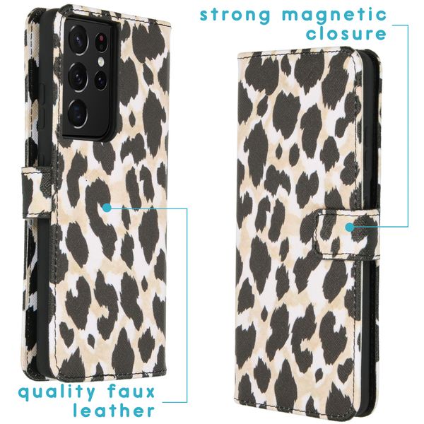 imoshion Design Softcase Bookcase Samsung Galaxy S21 Ultra - Golden Leopard