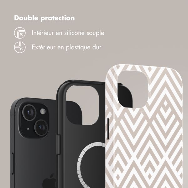 Selencia Coque arrière Vivid avec MagSafe Apple iPhone 15 - Beige Zigzag