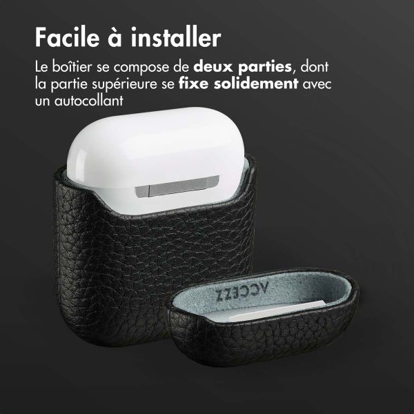 Accezz Coque en cuir véritable  Apple Airpods 1 / 2 - Noir
