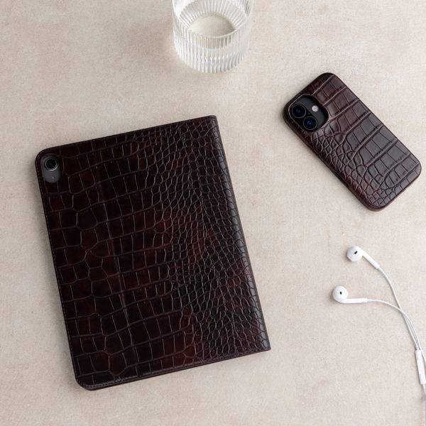 Selencia Coque Croco Samsung Galaxy Tab A11 Plus / A9 Plus - Choco Brown