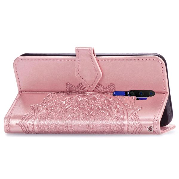 Etui de télephone portefeuille Mandala Oppo A5 (2020) / A9 (2020) - Rose Doré