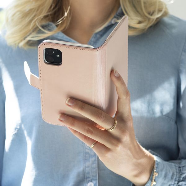 Selencia Étui portefeuille en cuir véritable Samsung Galaxy S21 - Dusty Pink
