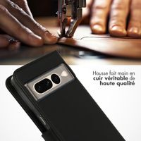 Selencia Étui portefeuille en cuir véritable Google Pixel 7 Pro - Noir