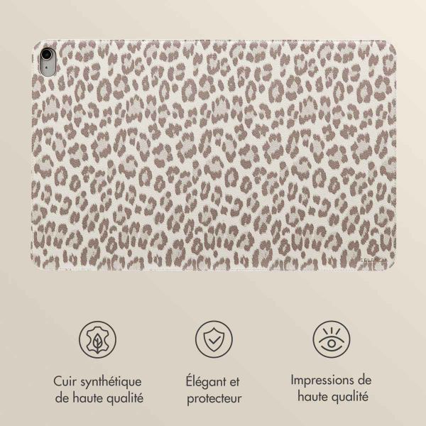 Selencia Coque tablette Sabi avec imprimé léopard Apple iPad 11 (2025) 11 pouces A16 / iPad 10 (2022) 10.9 pouces - Soft Ivory