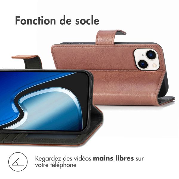 imoshion Étui de télephone portefeuille de luxe Apple iPhone 15 Plus - Marron
