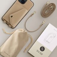 Selencia Coque de télephone Sera avec cordon et porte-cartes enveloppe Apple iPhone 14 - Taupe
