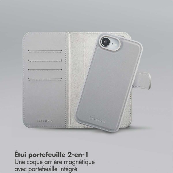 Selencia Étui portefeuille amovible Olyn avec MagSafe Apple iPhone 17e / 16e - Gris