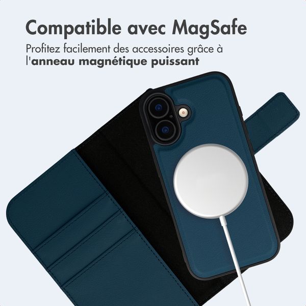 imoshion Étui portefeuille luxe 2-en-1 amovible Apple iPhone 16 - Bleu