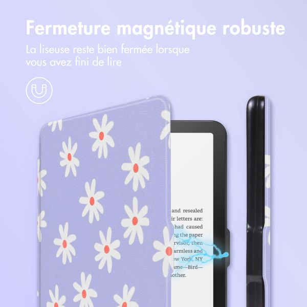 imoshion Design Slim Hard Case Sleepcover Amazon Kindle Paperwhite (2024) / Paperwhite Signature Edition (2024) / Colorsoft (2024) / Colorsoft Signature Edition (2024) - Flowers Distance