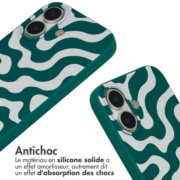 imoshion Coque design en silicone avec cordon Apple iPhone 17 - Petrol Green Groovy