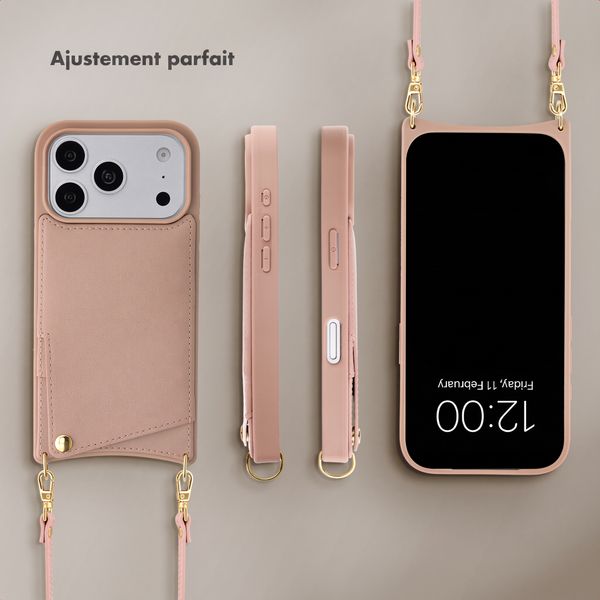 Selencia Coque de télephone Nova avec cordon et porte-cartes Apple iPhone 18 Pro Max / 17 Pro Max - Dusty Rose