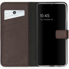 Selencia Étui portefeuille en cuir véritable Samsung Galaxy S21 - Marron