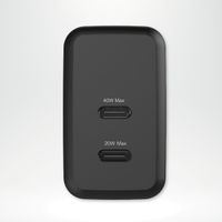 imoshion Adapteur secteur - Chargeur - 2 ports USB-C 40 W + câble tressé USB-C vers USB-C 100 W - 1 mètre - Noir