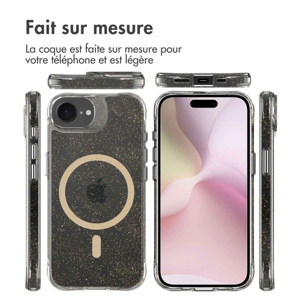 imoshion Coque arrière transparente Pailletée avec MagSafe Apple iPhone 17e / 16e - Doré