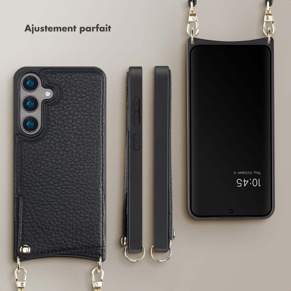 Selencia Coque de télephone Nova avec cordon et porte-cartes Samsung Galaxy S24 - Noir