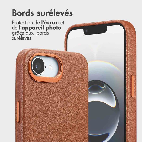 Accezz Étui de télephone portefeuille en cuir 2-en-1 avec MagSafe Apple iPhone 17e / 16e - Sienna Brown