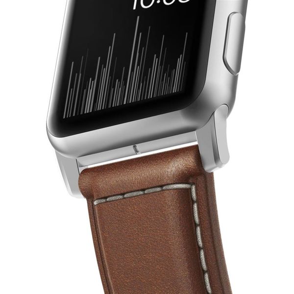 Nomad Bracelet traditionnel en cuir Apple Watch | 44/45/46/49 mm - Brown / Silver