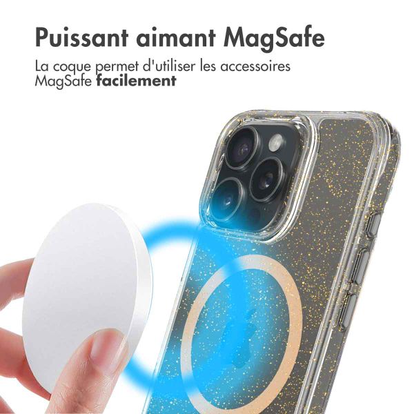 imoshion Coque arrière transparente Pailletée avec MagSafe Apple iPhone 16 Pro Max - Doré