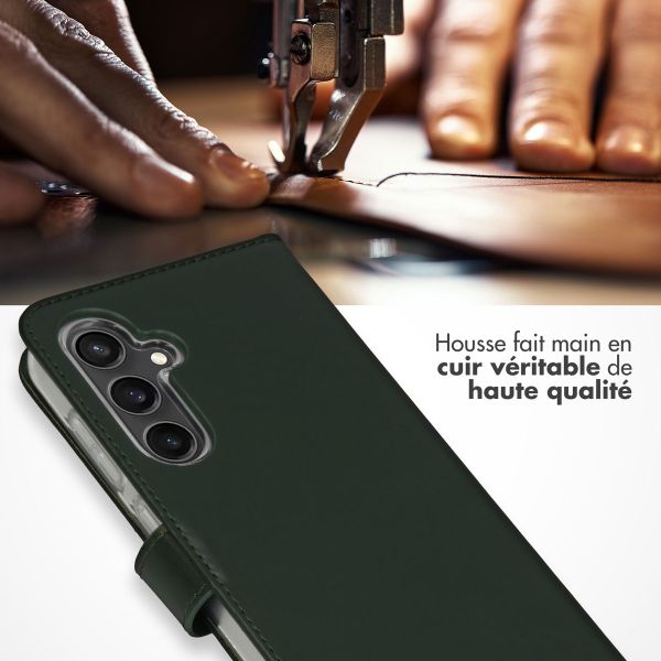 Selencia Étui portefeuille en cuir véritable Samsung Galaxy S23 FE - Vert