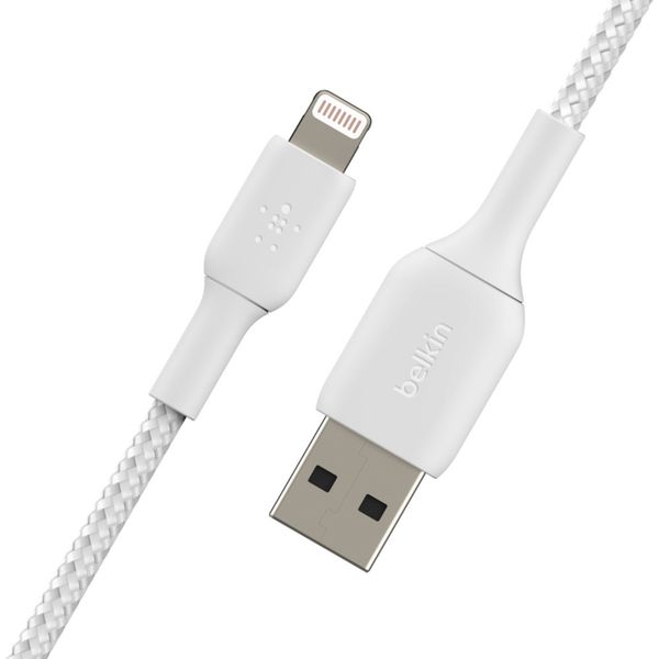 Belkin Câble Lightning vers USB-A tressé BoostCharge Pro - 3 mètres - Blanc