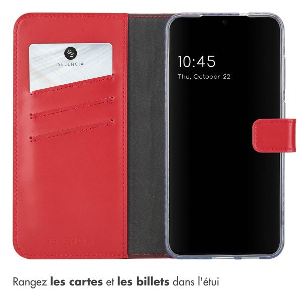 Selencia Étui portefeuille en cuir véritable Samsung Galaxy S25 Plus - Rouge