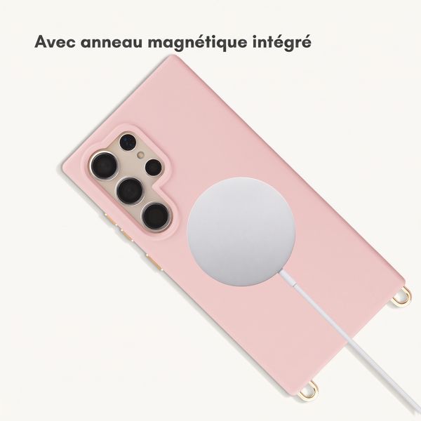 Selencia Coque arrière Rivièra avec MagSafe avec crochets amovibles Samsung Galaxy S24 Ultra - Sorbet Pink