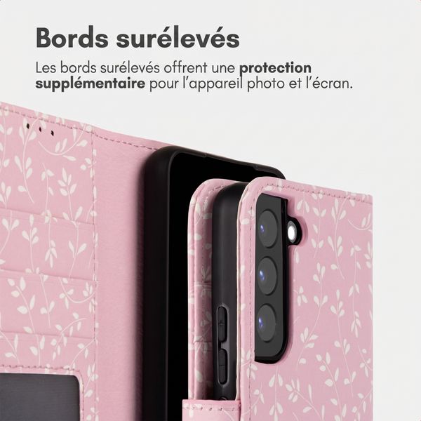 imoshion Étui de télephone portefeuille Design Samsung Galaxy S22 - Pink Bazaar Flowers