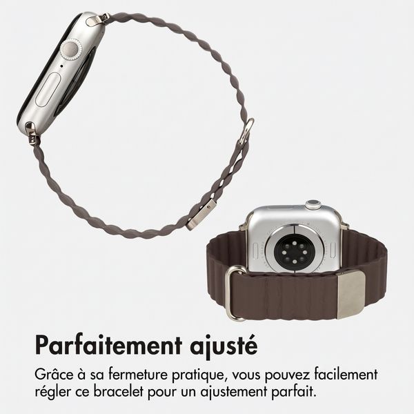 imoshion Bracelet magnétique en cuir synthétique Apple Watch | 38/40/41/42 mm - Marron foncé