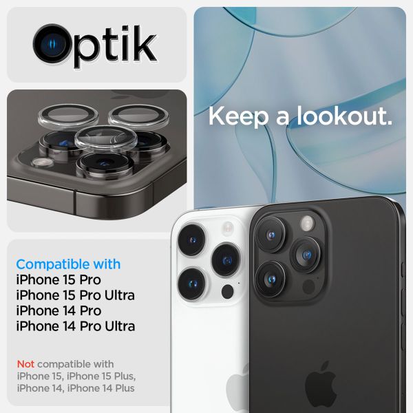 Spigen Optik Lens Protector - Protection complète de la caméra (lot de 2) Apple iPhone 15 Pro / 15 Pro Max