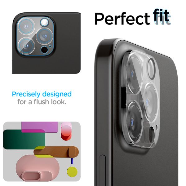 Spigen Optik Lens Protector - Protection complète de la caméra (lot de 2) Apple iPhone 16 Pro / 16 Pro Max / 15 Pro / 15 Pro Max / 14 Pro / 14 Pro Max - Crystal Clear