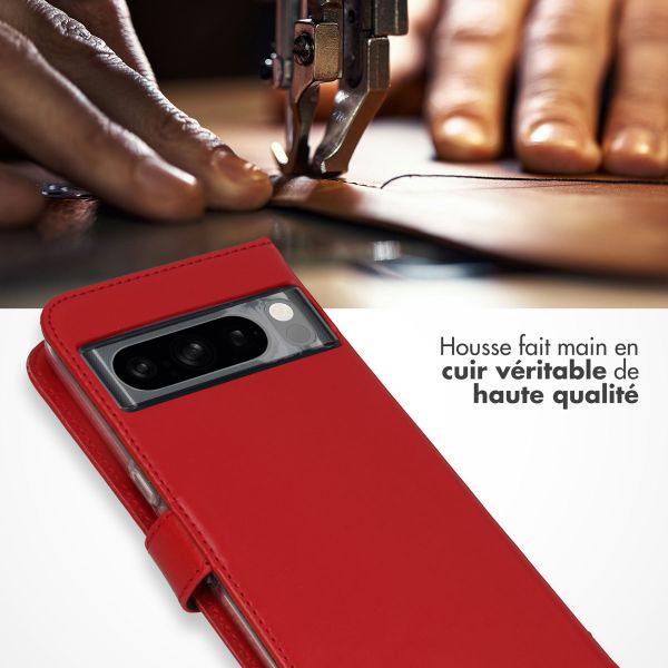 Selencia Étui portefeuille en cuir véritable Google Pixel 8 Pro - Rouge