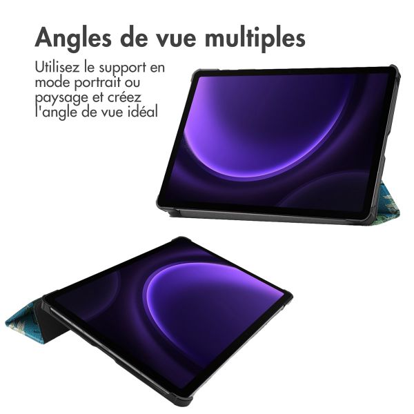 imoshion Coque tablette Design Trifold Samsung Galaxy Tab S9 11.0 pouces / S10 Lite / S10 FE / S9 FE 10.9 pouces - Green Plant